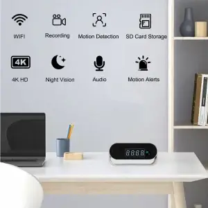4K WiFi Security Camera Clock