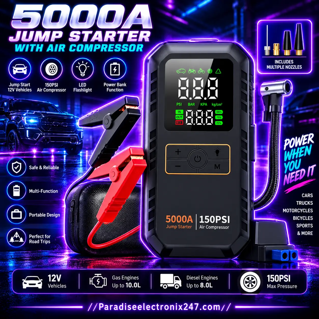 4-in-1 Portable Car Jump Starter - Image 1