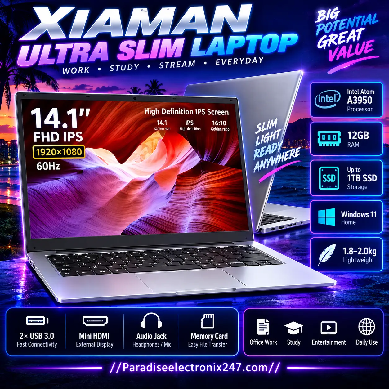 Xiaman Ultra Slim Windows Laptop - Image 1