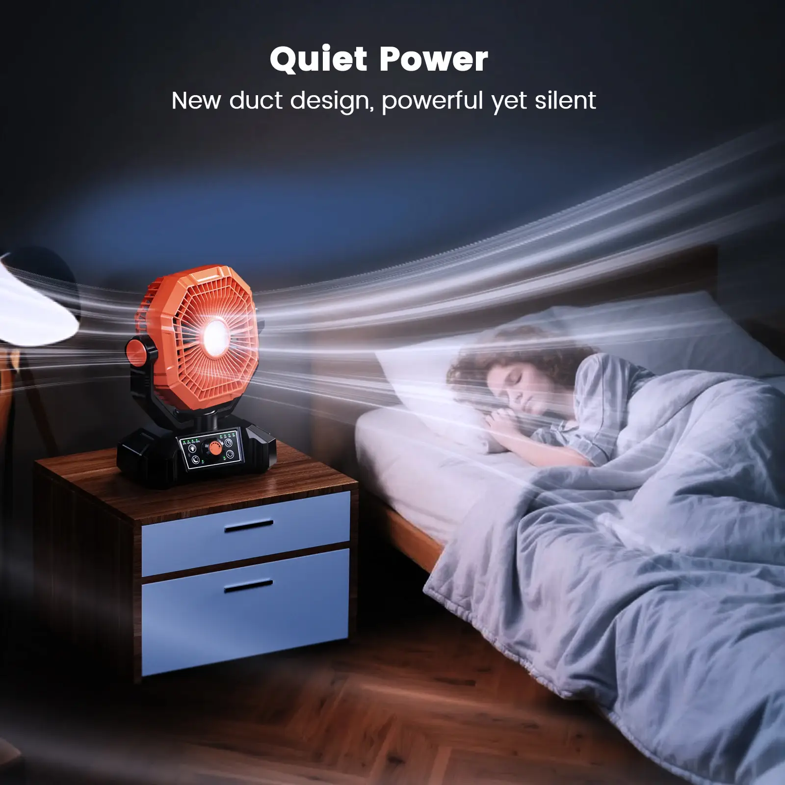 20000mAh Camping Fan with LED Lantern 8 Speed Desk Fan with Remote Portable Outdoor Fan with Hook for Tent Power Outages Jobsite - Image 4