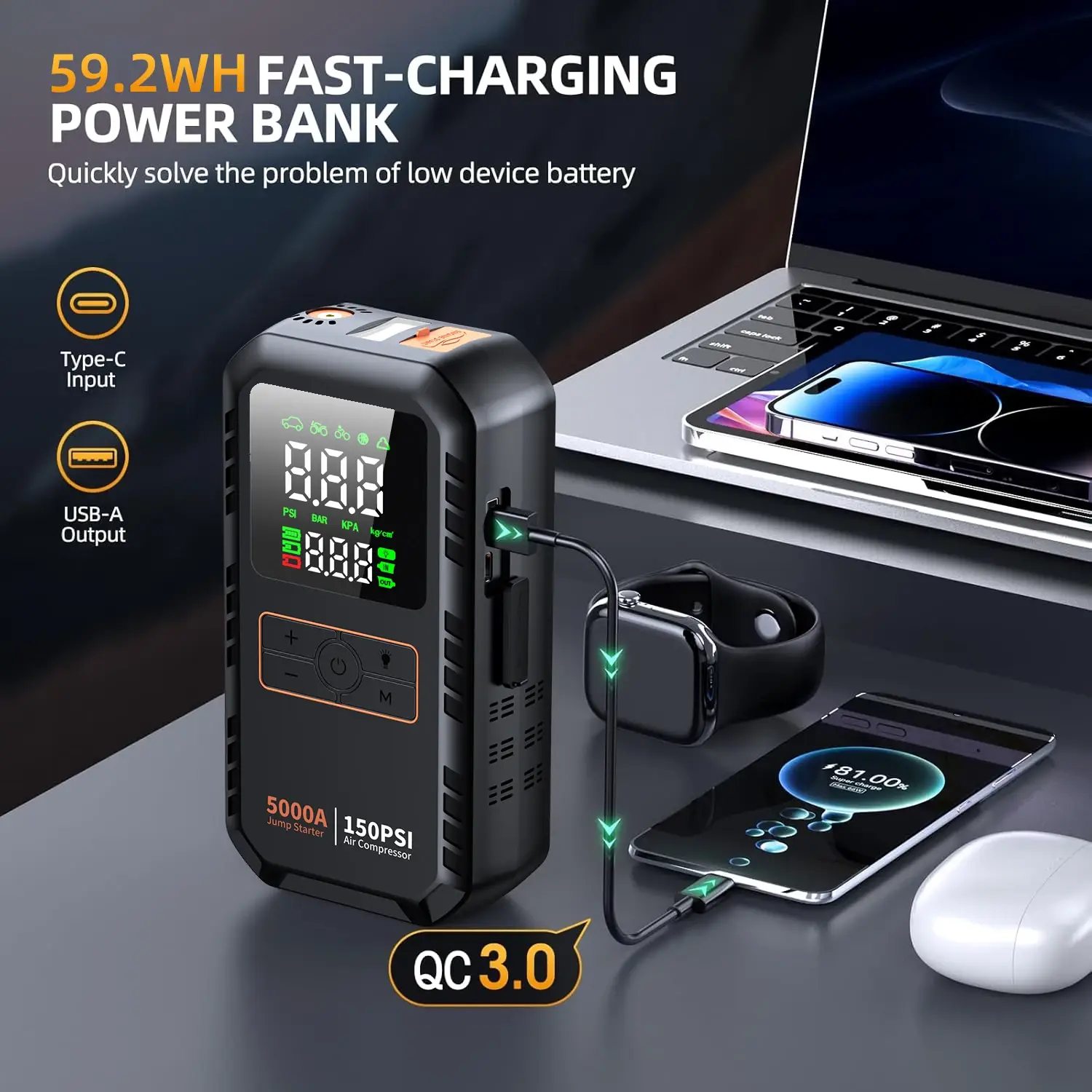 4-in-1 Portable Car Jump Starter - Image 3
