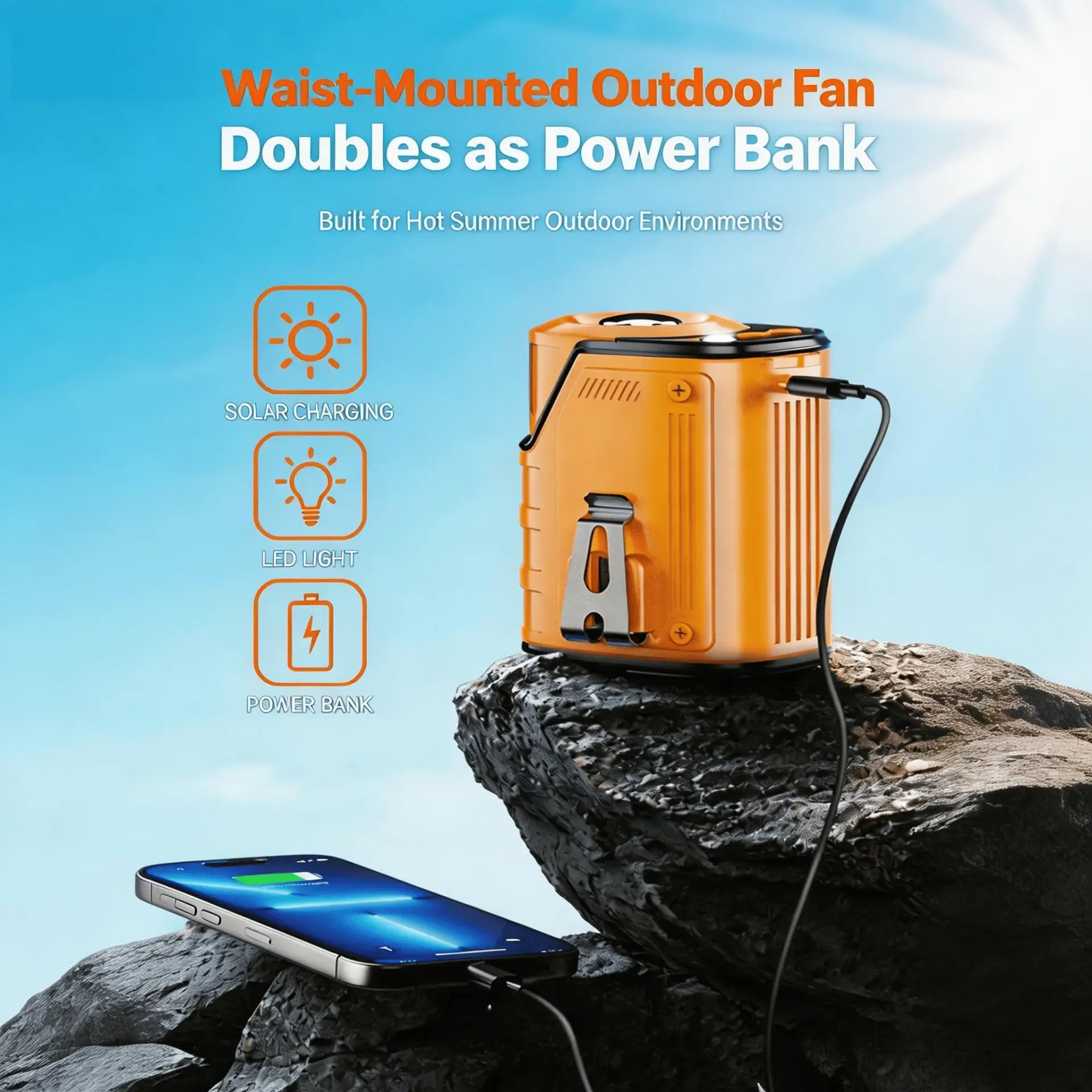 Portable Waist Fan Power Bank - Image 3