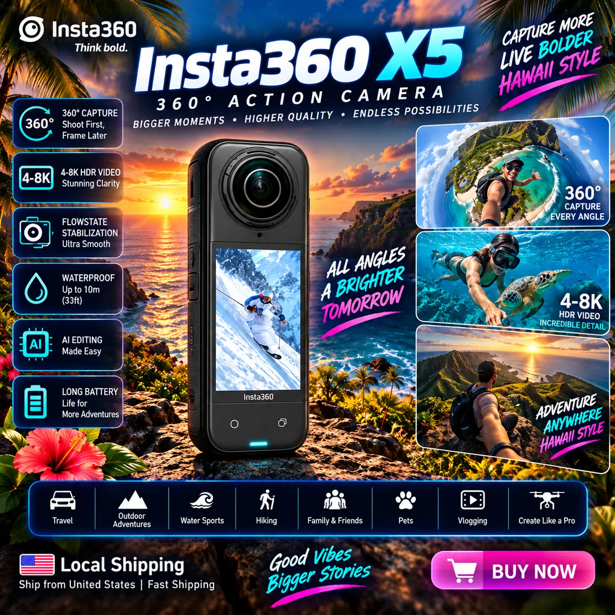 Insta360 X5 360 Camera - Image 1